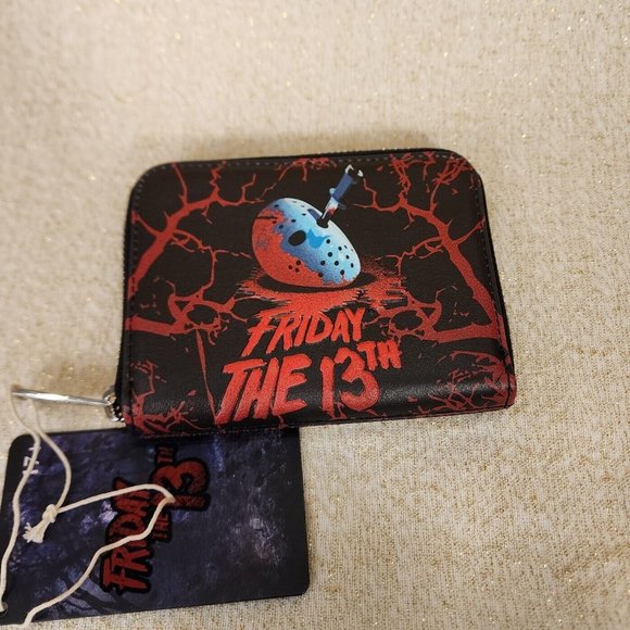 Loungefly Friday the 13th Jason Voorhees Mask Halloween Horror Movie Zip Wallet - Picture 7 of 12